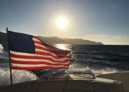 The American Flag Flying in the Wind