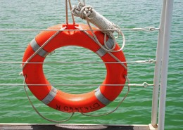 Cruise ship orange life buoy